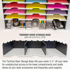 Desktop Organizer 6 Letter Tray Sorter Plus Riser Storage Base & 3 Supply Drawers - TierDrop Plus Stores All of Your Documents, Files, Forms & Frequently Used Supplies in One Compact Modular System