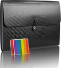 Expanding File Folder with 13 Pockets - Accordion Filing Folder for Documents - Aesthetic Black Paper Organizer for Work, School, Home, Office