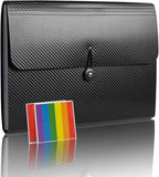 Expanding File Folder with 13 Pockets - Accordion Filing Folder for Documents - Aesthetic Black Paper Organizer for Work, School, Home, Office