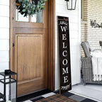 Welcome Porch Sign Decor Wooden Hanging Sign Door Porch Standing Decorative Signs Plaques for Front Door Farmhouse Outdoor Indoor Welcome Sign 47.2"H（black）