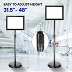 Adjustable Poster Sign Stand Holder Heavy Duty Snap Open Aluminum Pedestal Floor Standing Sign Holder Vertical and Horizontal View Sign Displayed,Advertising Display Stand (Black, 8.5x11inches)
