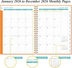 2026 Planner - Planner 2026 from January 2026 - December 2026, Weekly & Monthly Planner Spiral Bound with 12 Monthly Tabs, Inner Pocket, 6.4" x 8.5", Orange-A