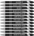 Zonon 12 Pcs Inspirational Pens Bulk Funny Ballpoint Pen with Stylus Tip Motivational Gifts for Valentine's Day Teacher Coworkers Nurse School Office Supplies(Black,Motivational Style)