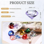PATIKIL 5 Pcs Diamond Crystal Paperweight, 40mm / 1.57 Inch Crystal Paperweight Paper Weight for Home Office Desktop Table Decor Wedding Party Jewelry Ornaments, Purple