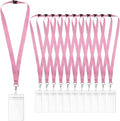 24-Pack Pink Breakaway Lanyards with Waterproof Badge Holders, Polyester Neck Straps for ID Cards, Events, Office, and Schools