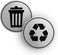 Trash and Recycle Stickers Set of 2 | Indoor Outdoor UV Stable & Weatherproof | Kitchen Pantry Office Organization | Garbage Bin and Waste Basket Label | 3x3 Inch Round Recycling and Trash Sticker