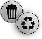 Trash and Recycle Stickers Set of 2 | Indoor Outdoor UV Stable & Weatherproof | Kitchen Pantry Office Organization | Garbage Bin and Waste Basket Label | 3x3 Inch Round Recycling and Trash Sticker