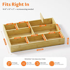 VA1KENE Bamboo Drawer Organizer with 9 Adjustable Compartments, Office Desk Organization Tray for Office Utensils, Supplies, Makeup, Jewelry, and More – Ideal for Desk or Drawer Storage