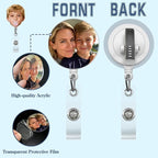 Custom Badge Reel Personalized Retractable ID Badge Holder with Your Photo Customized Photo Badge Reel for Nurse, Doctor, Teacher, Student, Office Worker Custom ID Badge Holder with Alligator Clip