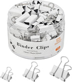 NEEWAY 100 Count Binder Clips Assorted Sizes, Paper Binder Clips (0.6inch 0.75inch 1inch), Metal Paper Clamps for Office and Home (White)