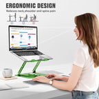 JOYEKY Laptop Stand for Desk, Adjustable Computer Stand with 360° Rotating Base, Ergonomic Laptop Riser for Collaborative Work, Foldable & Portable Laptop Stand, fits for All 10-16" Laptops