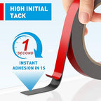 EMITEVER Double Sided Tape Heavy Duty, Tesa Adhesive Mounting Tape Waterproof, 0.59IN x 15.4FT Strong Acrylic Foam Tape for Walls, Automotive, Home Office Decor