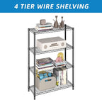 Guan River 4-Shelf Adjustable Metal Shelf Wire Shelving Unit Storage Rack Display Shelf for Office,Kitchen,Bedroom,Bathroom,Laundry,Pantry Basement,Garage(Black,36" L x 14" W x 54" H)
