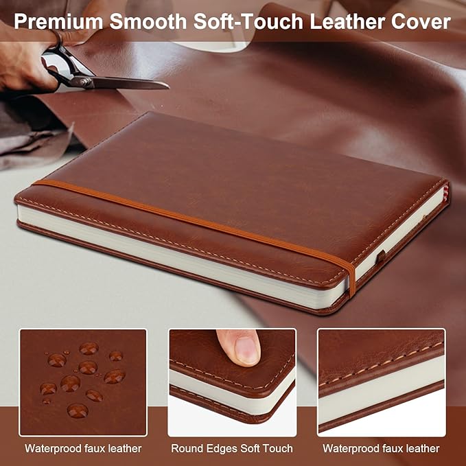 ZCZN 6 Pack Lined Journal Notebooks, 192 Pages A5 Hardcover Leather Journals for Work,Writing,School & Travel, College Ruled Journaling Notebooks for Notes Taking,Diary Notepad (Black*2+Brown*2+Red*2)