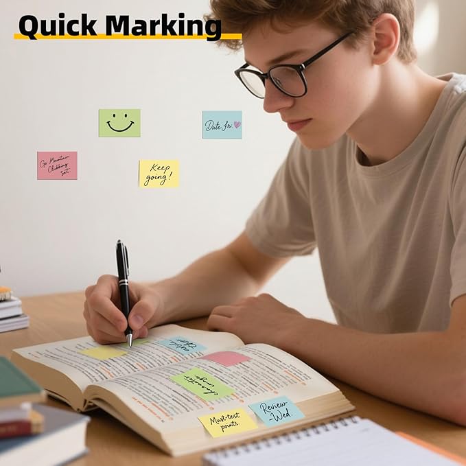 Umikk 50 Pack Sticky Notes 1.5x2 in, 5000 Sheets Small Self-Stick Note, 4 Color Mini Sticky Notes Pad Bulk, Easy to Post for Office, School, Home