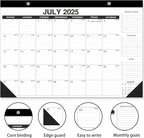 Desk Calendar 2026-18-Month (Jan 2026-Jun 2027) 17x12 Inches, 2 Stickers Included, Desktop/Wall Monthly Calendar for Home, School & Office (Simple black)