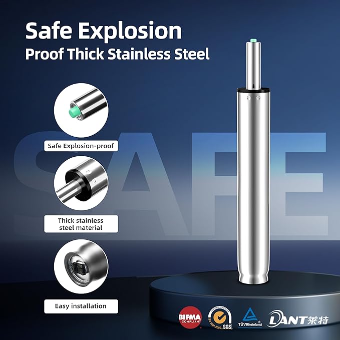 10 Inches to 15 Inches Office Chair Gas Lift Cylinder Replacement, 4.5" Stroke, Hydraulic Pneumatic Shock Piston, Heavy Duty, Universal Fit for Most Office Chairs, Class 4, Polished Steel