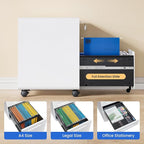 MIIIKO Mobile Filing Cabinet 3 Drawer, White Small File Cabinet with Lock Under Desk, Filing Cabinets for Home Office with Wheels, A4/Letter/Legal Hanging File Folders