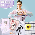 12 pcs Nurse Pen Set Two Colors Black Silver Include Permanent Marker Pen Pen Lights for Nurses Retractable Ballpoint Pen Nursing Keychain Clip Foldable Scissors LED Flashlight Keychain for Nurses