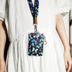 Cute Id Badge Holder with Lanyard,Blue Butterfly Teacher Lanyards for Id Badges and Keys,Identity Id Badge Holder Case, Nurse Doctor Office School Teacher Name Credit Card Pocket