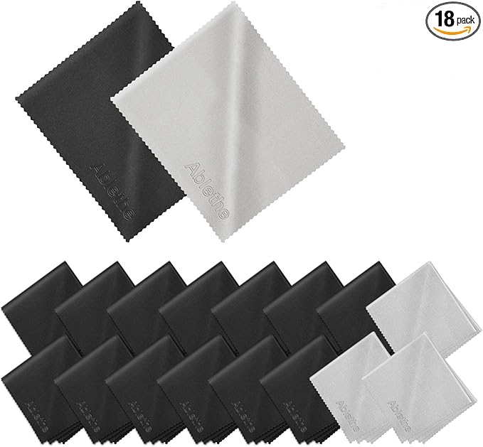 18 Pack Premium Microfiber Cleaning Cloths for Glasses, Glasses Cleaning Cloth for Cleaning Lenses, Screens, Cameras, Cell Phone, Eyeglasses, LCD TV Screens, Tablets and More