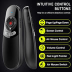 2 in 1 USB Type C Presentation Clicker Air Mouse with Red Light Pointer, Wireless Presenter for PowerPoint Presentation PPT Clicker, 2.4GHz Presenter Remote Slide Advancer for MacBook/Computer/Laptop