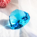 SWTHONY 60mm Crystal Diamond Paperweight Heart Shaped Glass Gems Big Fake Diamonds for Women Desk Nail Background for Pictures Wedding Centerpiece Lake Blue