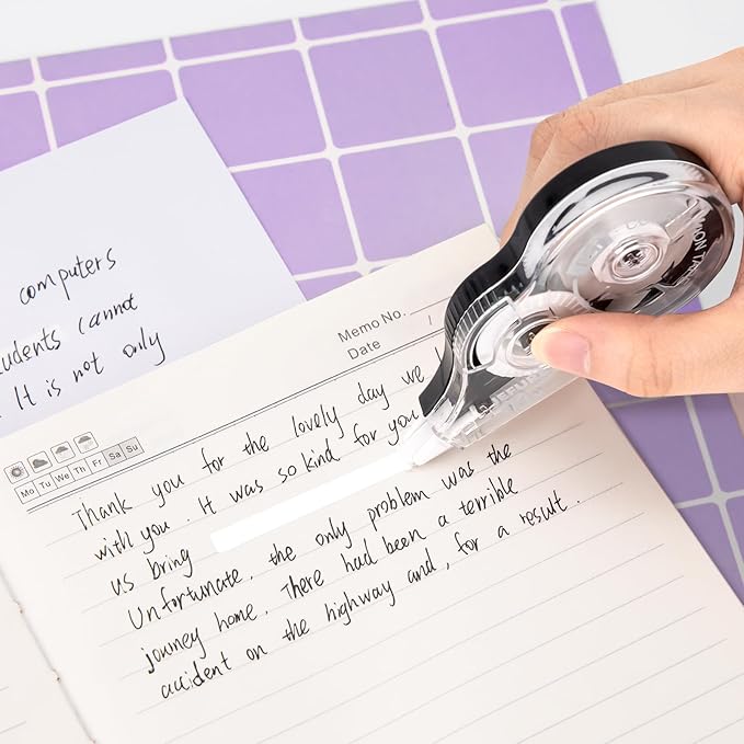 JEFURE 30 Pcs Correction Tape, 39.37 Ft White Wrong Out Tear-Resistant Bulk, Instant Corrections Easy to Use Applicator for School, Office, Note Taking, Journal (Tape Width 0.2 in，Clear)
