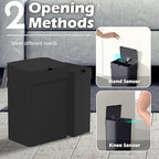 ELPHECO Bathroom Trash Can with Lid, 2 Pack Automatic Garbage Can, 2.5 Gallon + 4 Gallon Motion Sensor Smart Bathroom Decor, Slim Waterproof Trash Bins for Bedroom, Office, Living Room, Black