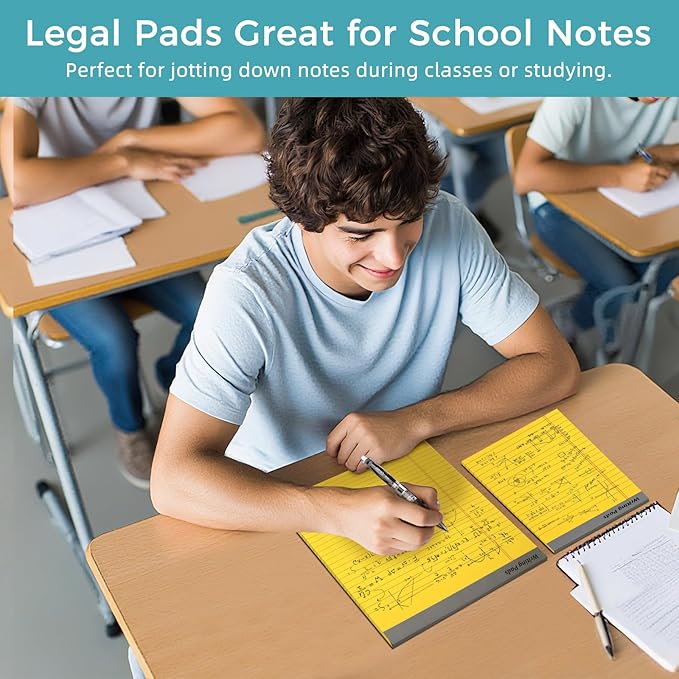 12pcs Legal Pads, Perforated Wide Ruled Writing Pad, Wide Ruled Legal Notepads, Lined Pads of Paper, Yellow paper Pads for office, school and daily notes(600 Sheets) (12, 8.5 x 11, Legal (8.5 x 11 inches))