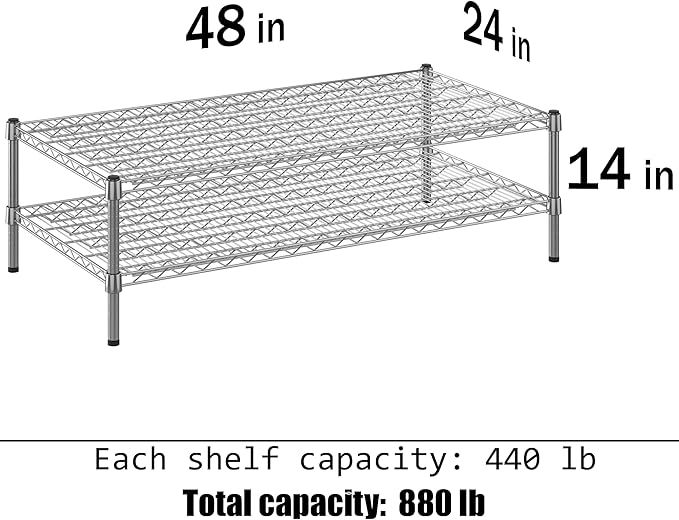 Regal Altair 24" Deep x 48" Wide x 14" Height Wire Shelving Kit | 2-Tier | NSF Commercial Storage Rack Unit