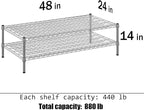 Regal Altair 24" Deep x 48" Wide x 14" Height Wire Shelving Kit | 2-Tier | NSF Commercial Storage Rack Unit