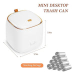 Daphilly Mini Countertop Trash Can with 1.5L Capacity, 12 Rolls of Trash Bags, Press-Type Lid, Black, Green
