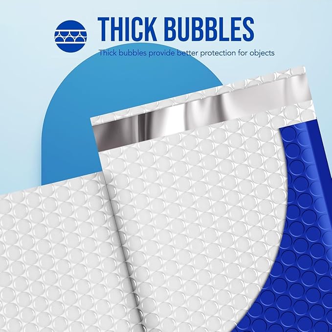 Fuxury Large Bubble Mailers 10.5x16" 250 Pack Royal Blue Self Seal Padded Envelopes Bulk Waterproof Mailing Envelopes Bubble #5 Cushioning Padded Mailers for Small Business Packaging