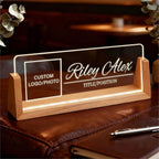 Custom Light Up Office Name Plate, Personalized Desk Sign with Logo or Photo, Coworkers Team Members, Employee Appreciation Gifts