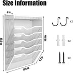 KZWKRG 6 Tier Wall File Organizer Hanging Vertical File Organizer, Wall Mounted Mail Paper Document Folder Holder, Mesh Magazine Rack Mail Document Organizer for Office School Home