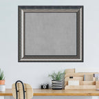 Amanti Art Silver Framed Magnetic Board 26x30 Medium Vision Board for use with Magnets, 100% Metal Sheet to Display Items as Office Decor or for Home Organization in mudroom, Kitchen or Kids Room