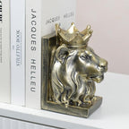 Kakizzy Vintage Gold Lion Book Ends,Animal Decorative Bookends,Resin Book Holder,Luxurious Book Ends for Shelves Rooms Office Home Decor,Unique Book Lover Gift(Gold Lion)