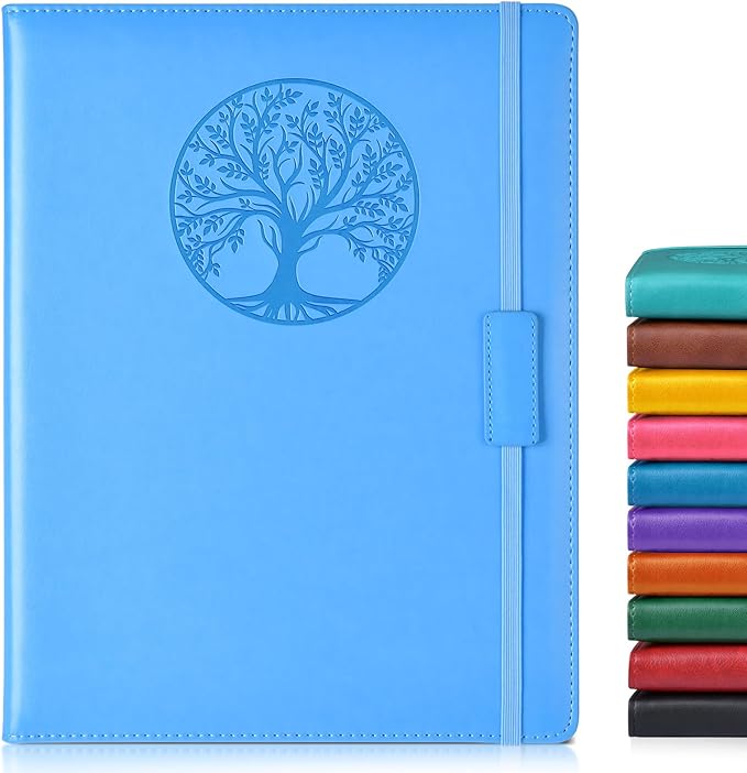 Biuwory Lined Journal Notebook for Women Men,256 Pages A4 Large Hardcover Leather Journals for Writing,Travel,Business,Work,School,College Ruled Notebooks for Note Taking, Diary Notepad 8.6"×11"
