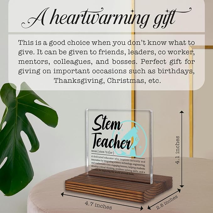 STEM Teacher Gifts, Thank You Desk Sign for Science Technology Engineering Math Educators, Inspirational Plaque for Classroom or Office PA052