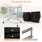 HAPPYGRILL Happygrill 12-Drawer Rolling Storage Cart, Multipurpose Organizer Cart for Home Office School, Utility Cart with Wheels, (Black)