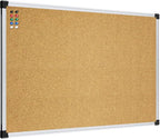 XBoard 36 x 24 Inch Cork Bulletin Notice Pin Board for Wall with Aluminum Frame for Home School & Office Display (Pack of 2)