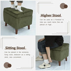 FAGAGA Storage Ottoman with Adjustable Lid, Soft Step Stool, Footrest and Seat, Ottoman Foot Rest for Living Room, Bedroom, Dorm, Green