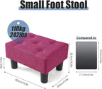 BRIAN & DANY Small Foot Stool, Linen Foot Stools with Legs, Stable Small Footstool for Living Room, Dragon Fruit Red