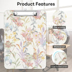 Luminzo Plastic Cute Clipboard Low-Profile Metal Clip, A4 Letter Size 9 x 12.5 in, 8.5 x 11 Paper Clip Board for Teachers, Nurses, Classroom,Botanical Print