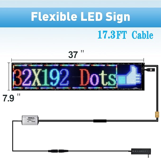 Double Row Scrolling LED Sign,Programmable Flexible LED Matrix Panel,Bluetooth APP Control,DIY Text, Patterns, Animations