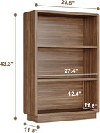 ChooChoo 3-Tier Bookcase, Wooden Bookshelf, Farmhouse Bookshelf with Open Storage, Tall Bookcase for Bedroom and Home Office, Brown Walnut