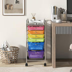 RELAX4LIFE 6-Drawer Rolling Storage Cart - Classroom Organization on Wheels w/Removable Plastic Drawers, Mobile Art Craft Cart for School Paper Home Office, Utility Cart with Drawers (Color)