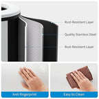 Takywep Stainless Steel Open Top Trash Can, 10.6 Gallon Cylindrical Touch-Free Direct Toss Bin with Soft-Close Lid, Anti-Fingerprint Easy-Clean for Kitchen Office Bathroom (White)