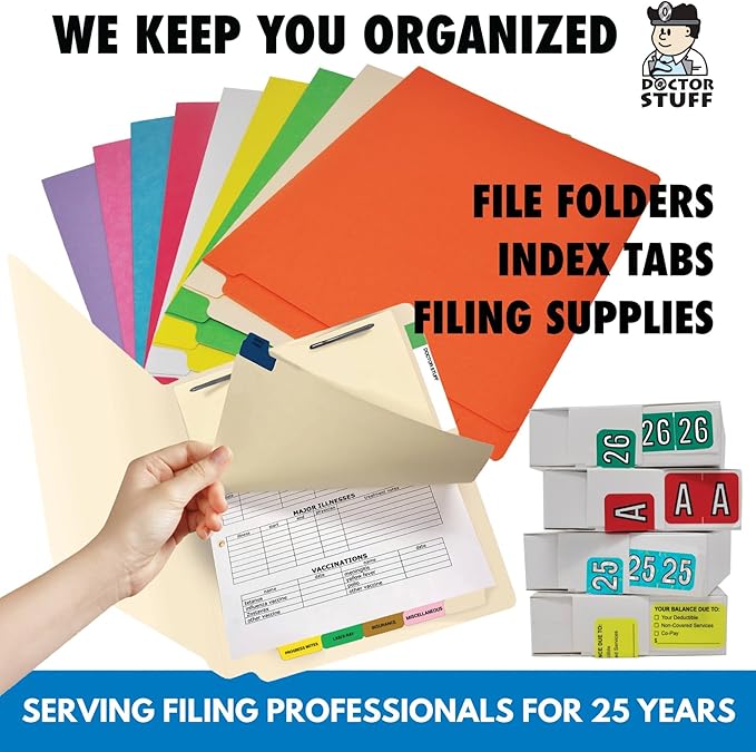 2026 Year Labels, Doctor Stuff 2026 Chart Stickers, Ringbook Sheets, Orange/Black Color Coded, Jeter Style, USA Made Year Stickers for End Tab File Folders, 270/Package, 3/4" x 1-1/2"